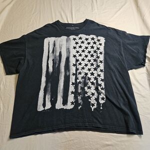 Ring of Fire 4XL Men's Black‎ Distressed American Flag Graphic T-Shirt Grunge